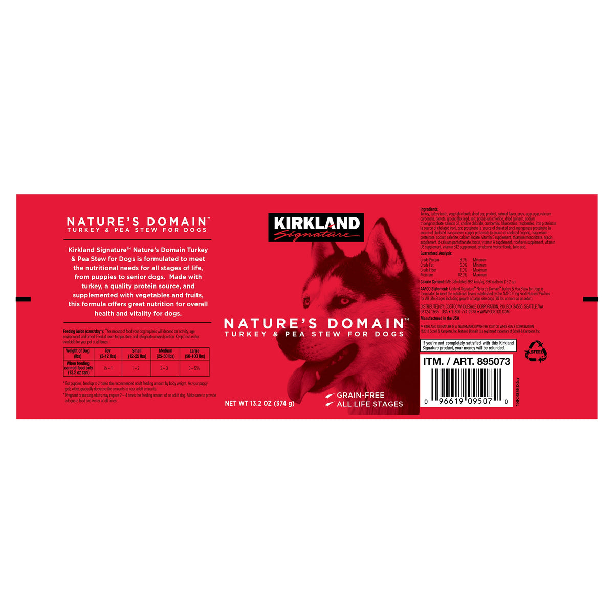 미국직구 커클랜드 강아지 사료 Kirkland Signature Nature's Domain Canned Dog Food, Turkey & Pea Stew, 13.2 oz, 24-count
