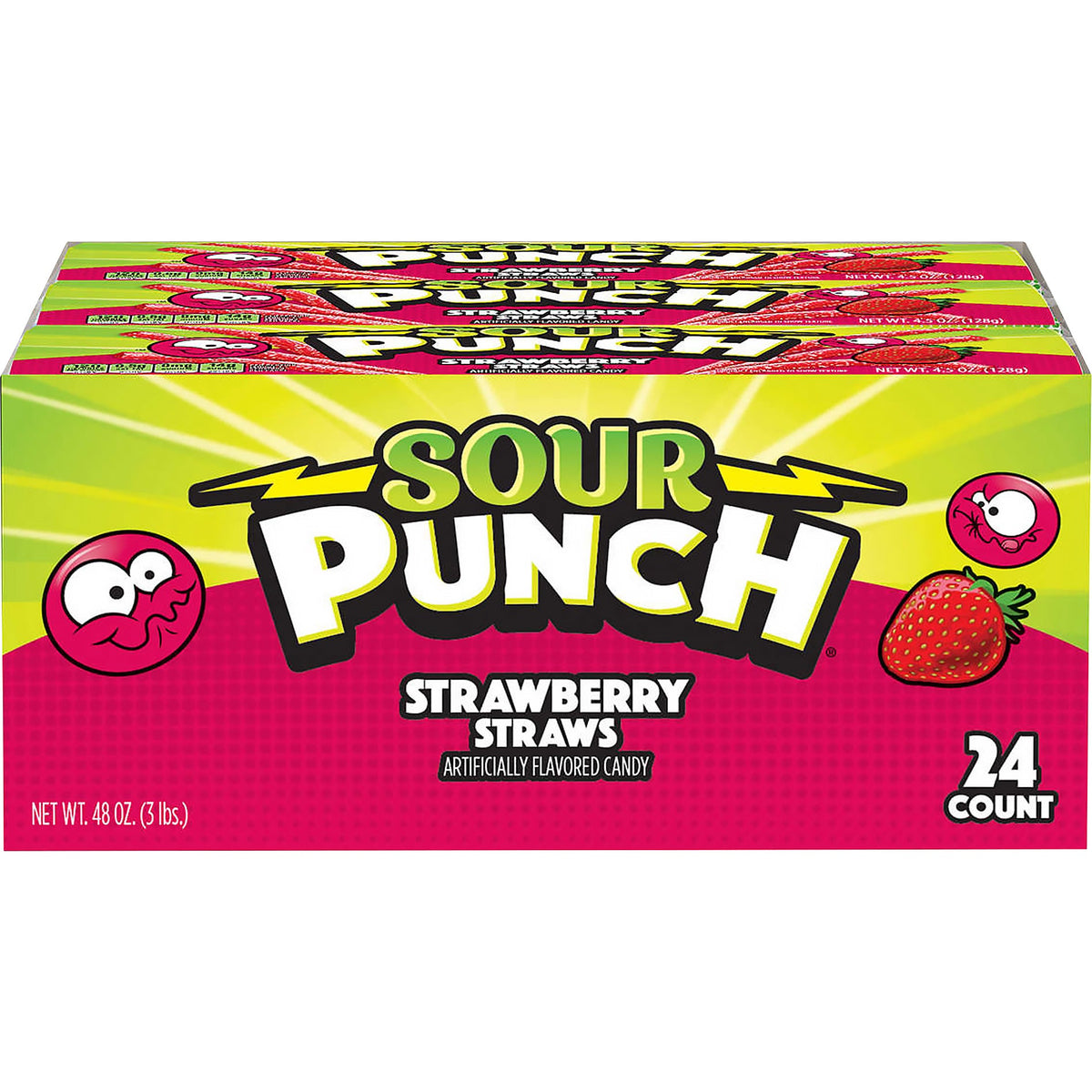 미국직구 Sour Punch Straws, Strawberry, 2 oz, 24 ct
