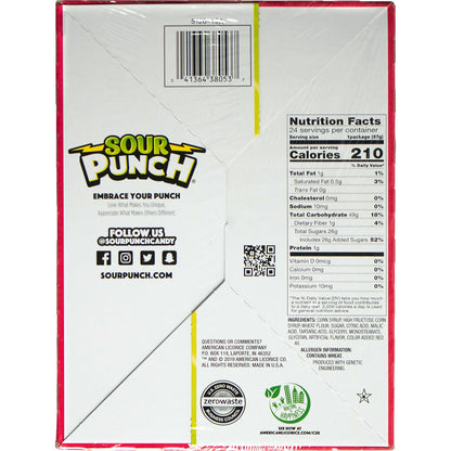 미국직구 Sour Punch Straws, Strawberry, 2 oz, 24 ct