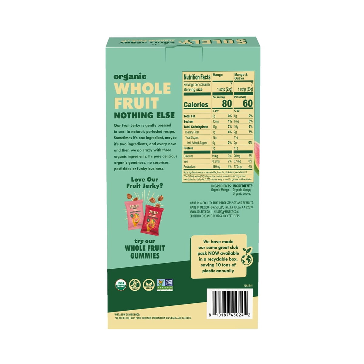 미국직구 Solely 육포 23g / Solely Organic Fruit Snack Jerky, Tropical Variety Pack, 23g, 14 pk. 3