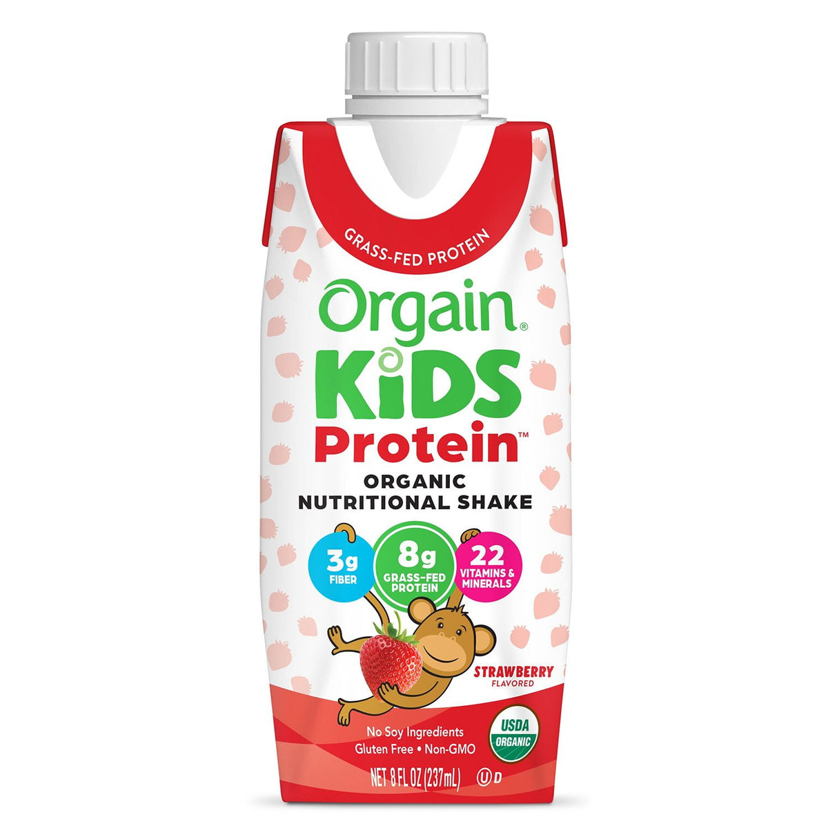 미국직구 Orgain Kids 237ml / Orgain Kids 8g Protein Organic Nutrition Shake, Strawberry 237ml, 3