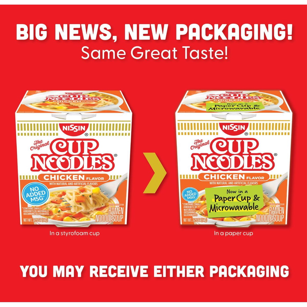 미국직구 Nissin Foods Cup 64g 2팩 / Nissin Foods Cup Noodles Ramen Noodle Soup, Chicken Flavor, 2