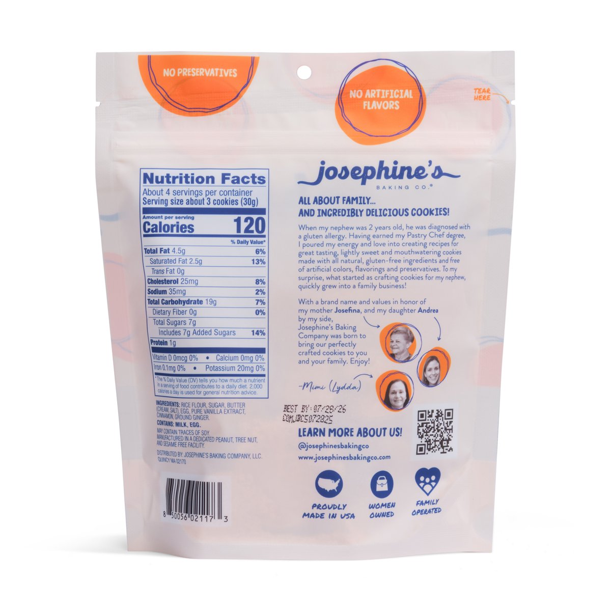 미국직구 Josephines 과자 128g / Josephines Premium Cinnamon Ginger Crispy Cookies, Gluten-Free,  3