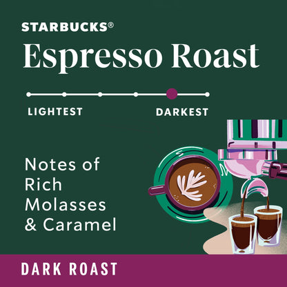 미국직구 스타벅스 Espresso Roast, Ground Coffee, Dark Roast Hot or Iced Coffee, 12 oz