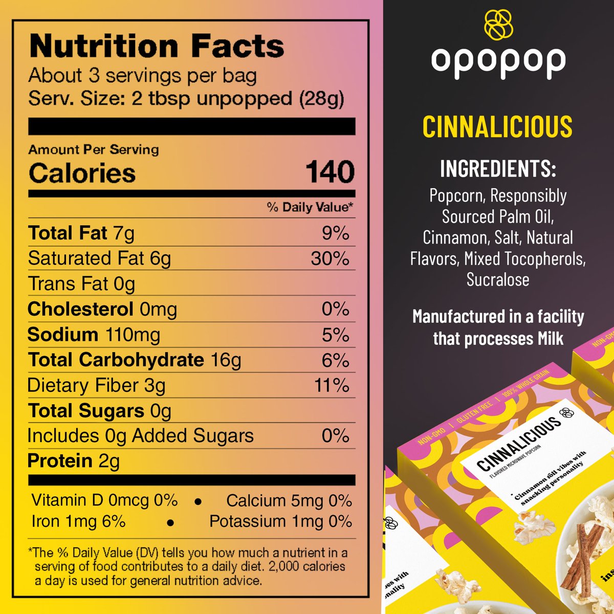 미국직구 Opopop Microwave Popcorn 79g 6팩 / Opopop Microwave Popcorn Cinnalicious Flavor 79g/6c 3