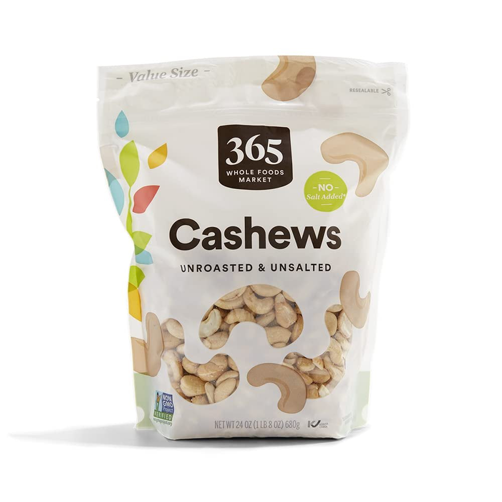 미국직구 365 by Whole 견과 680g / 365 by Whole Foods Market Cashews Unsalted and Unroasted, 1 Ba 4