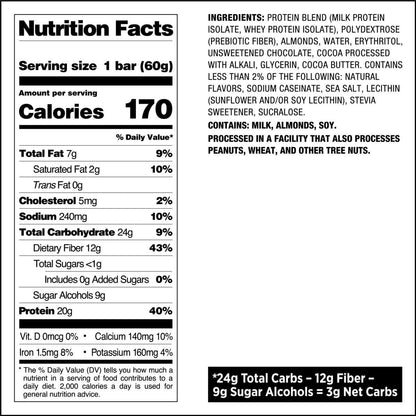 미국직구 퀘스트 Protein Bar, Double Chocolate Chunk, High Protein, Gluten-Free, 12 Count