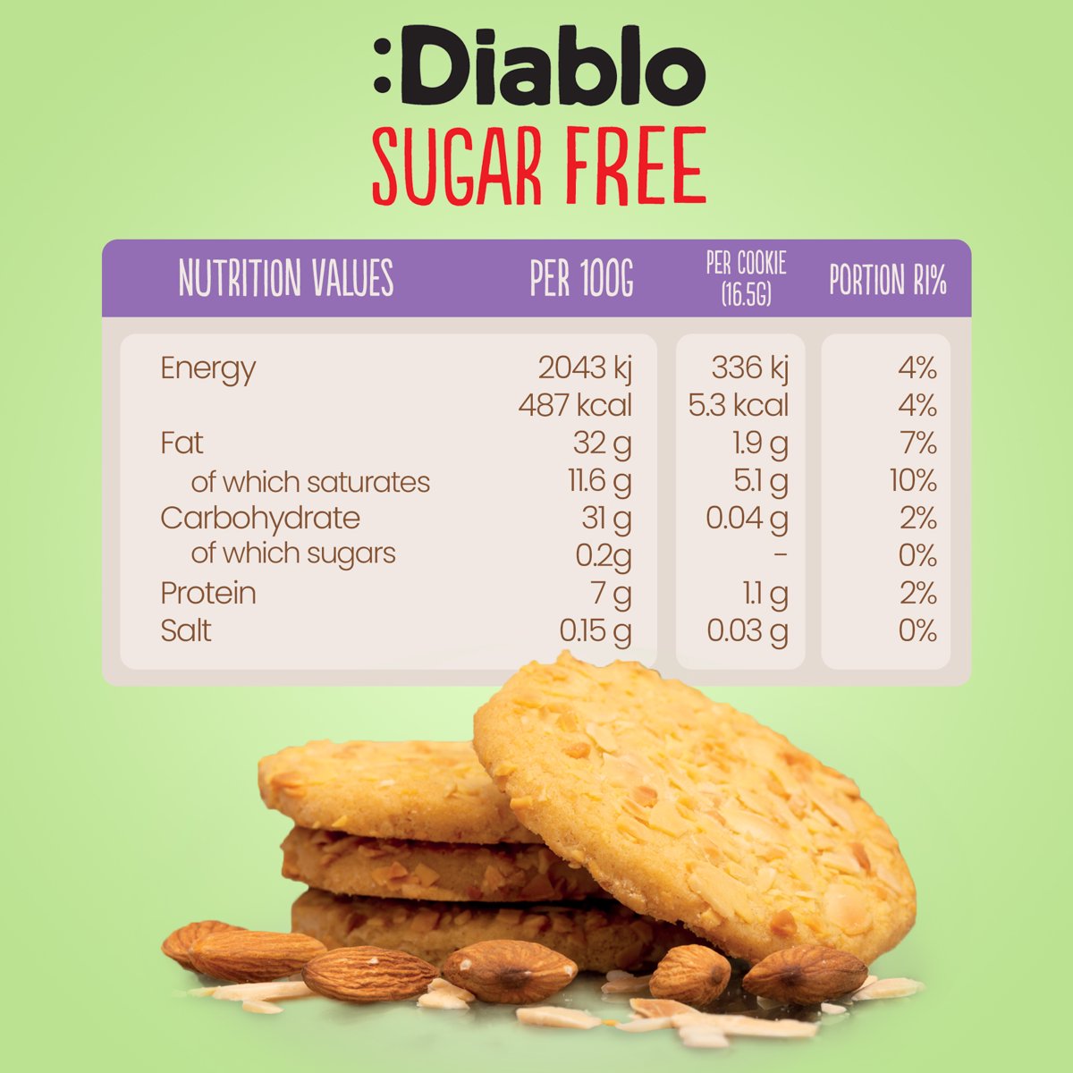 미국직구 Diablo No Added 견과 / Diablo No Added Sugar Almond Biscuits, Low Sugar Cookies with Ma 3