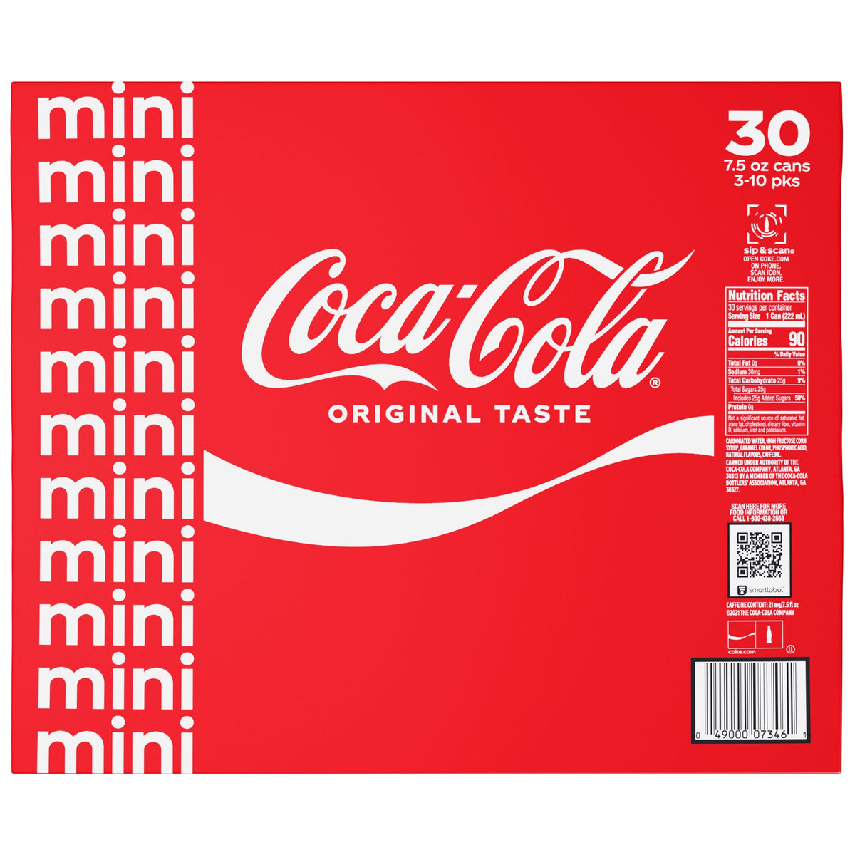 미국직구 코카콜라 Original Taste Mini Cans, 7.5 fl oz, 30 ct