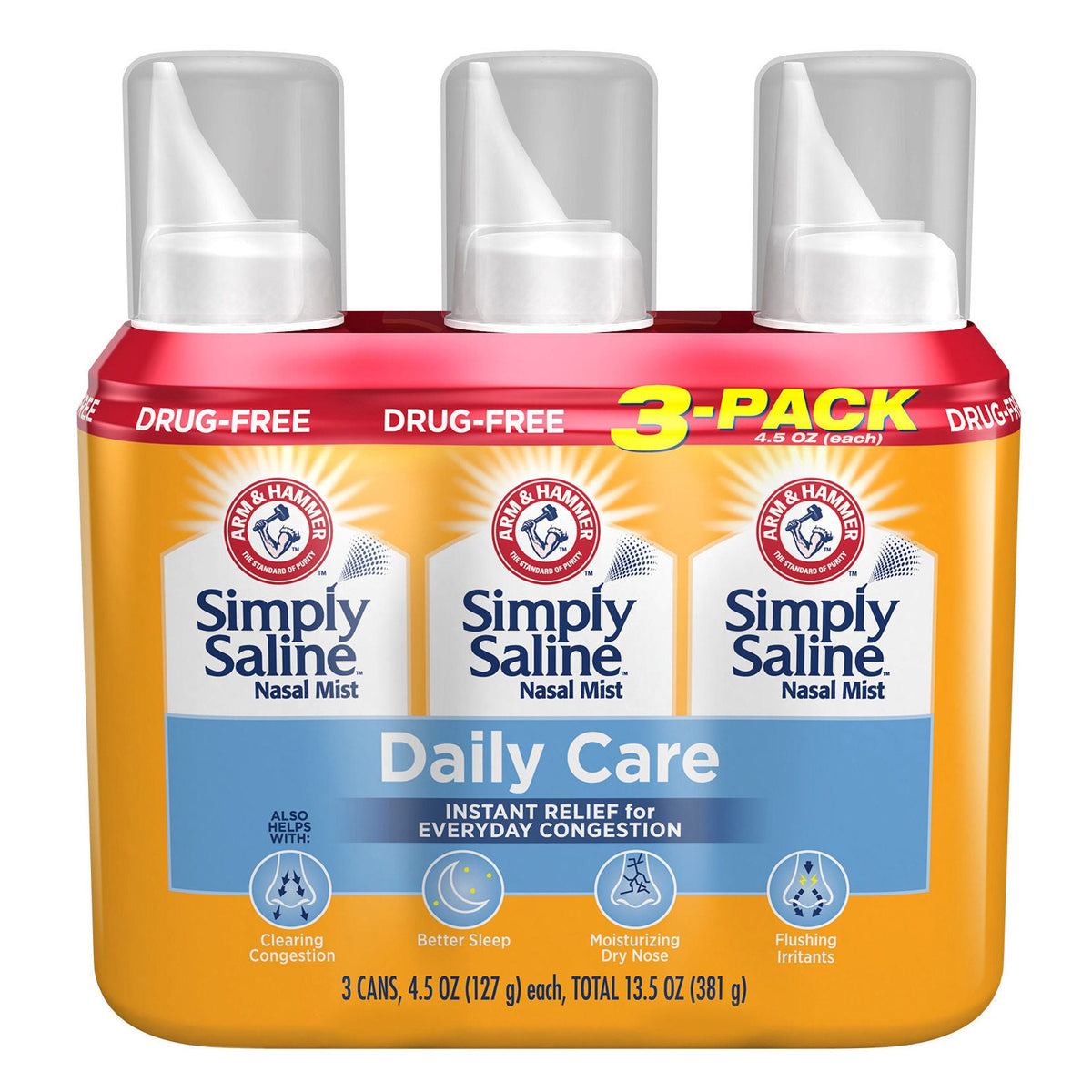 미국직구 렌즈 세정액 Arm & Hammer Simply Saline Nasal Mist, 13.5 Ounces