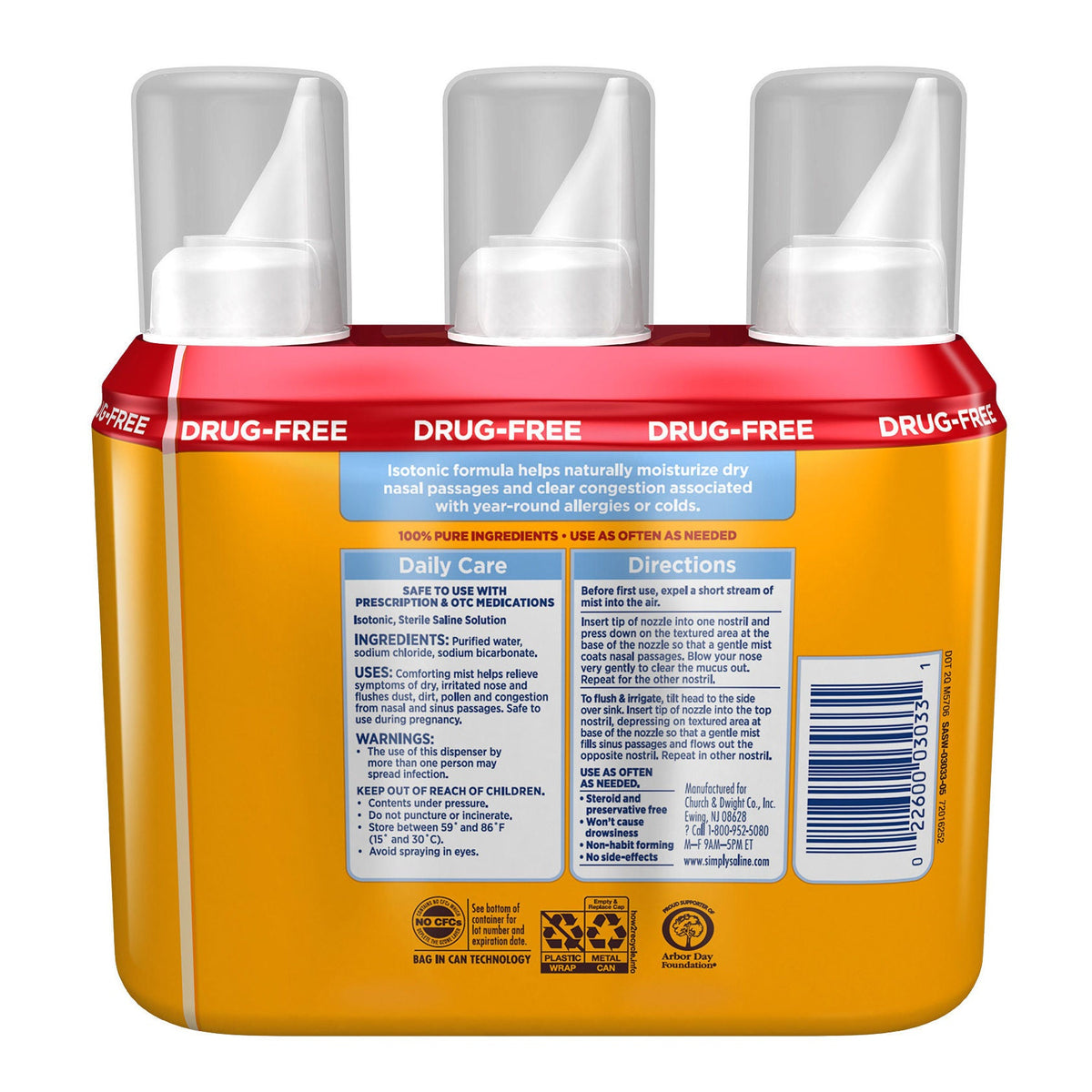 미국직구 렌즈 세정액 Arm & Hammer Simply Saline Nasal Mist, 13.5 Ounces