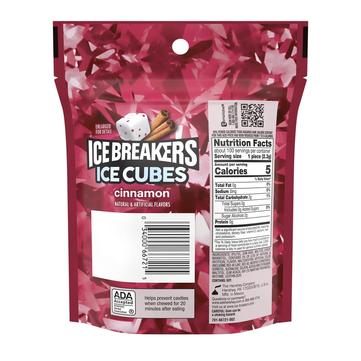 미국직구 Ice Breakers Ice 230g / Ice Breakers Ice Cubes Cinnamon Sugar Free Chewing Gum, Pouch 3
