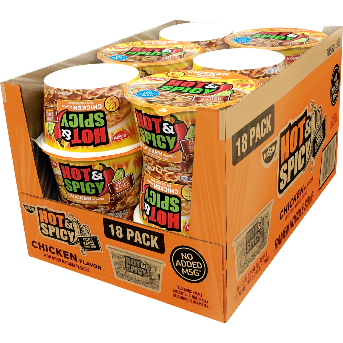 미국직구 Nissin Hot & Spicy Ramen Noodle Bowl, 3.32 oz, 18 ct