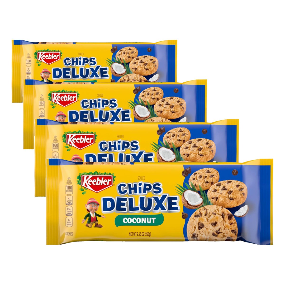 미국직구 3x Keebler Chips 견과 268g 4팩 / 3x | Keebler Chips Deluxe Coconut Cookies, 268g (Pack O 2
