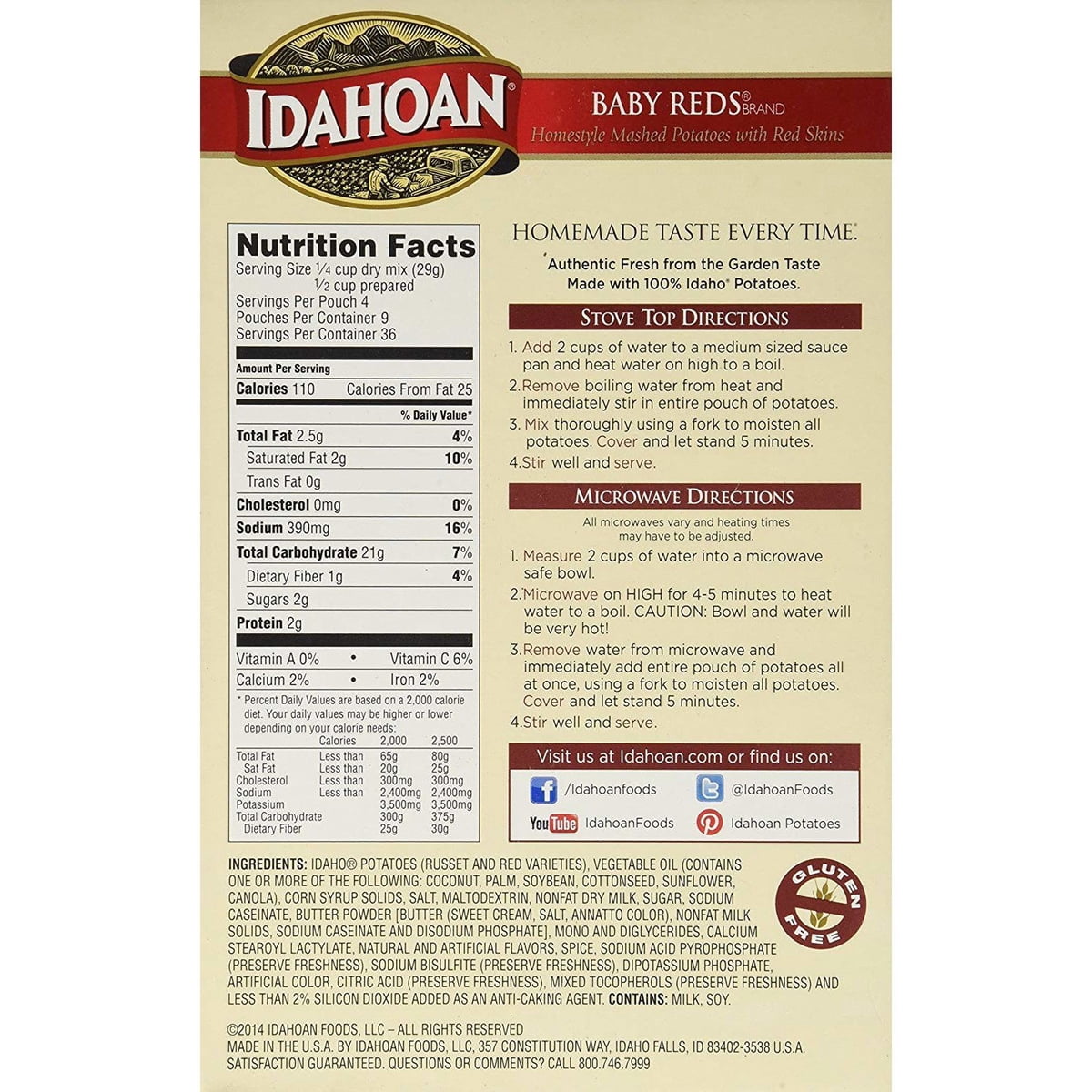 미국직구 Idahoan Baby Reds 113g / Idahoan Baby Reds Value Pack Mashed Potatoes, 113g, 9 pk. 2