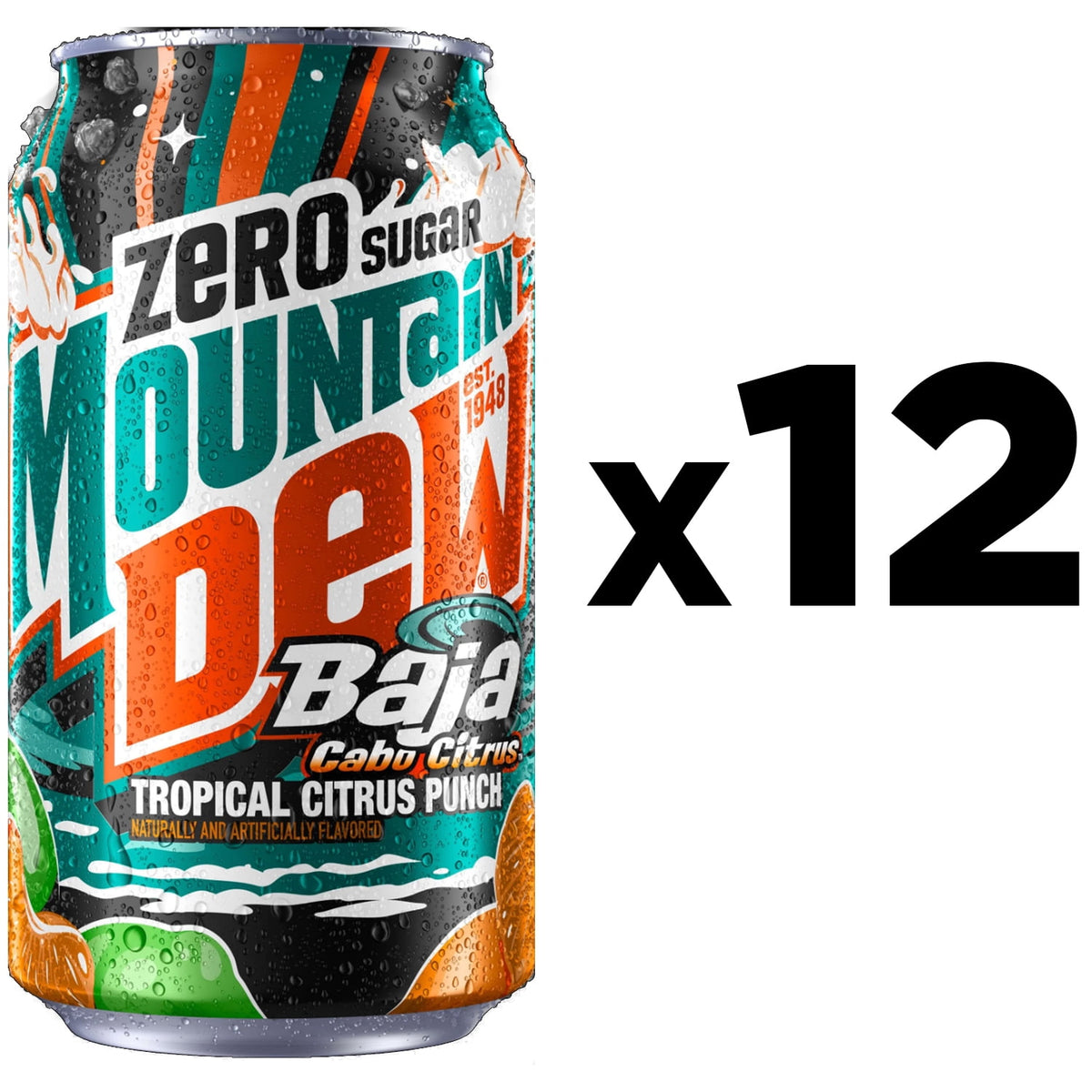 미국직구 마운틴듀 Zero Sugar Baja Blast Cabo Citrus Soda, 12 fl oz Cans, 12 pack