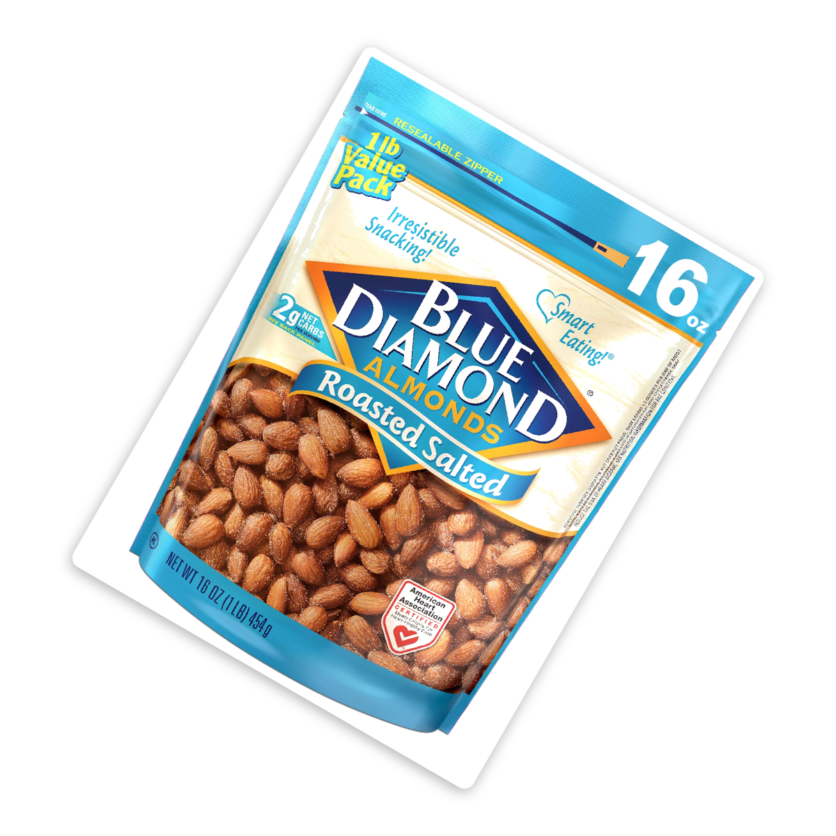 미국직구 Blue Diamond Roasted 견과 454g / Blue Diamond Roasted Salted Almonds, 1 Can, 454g, with 3