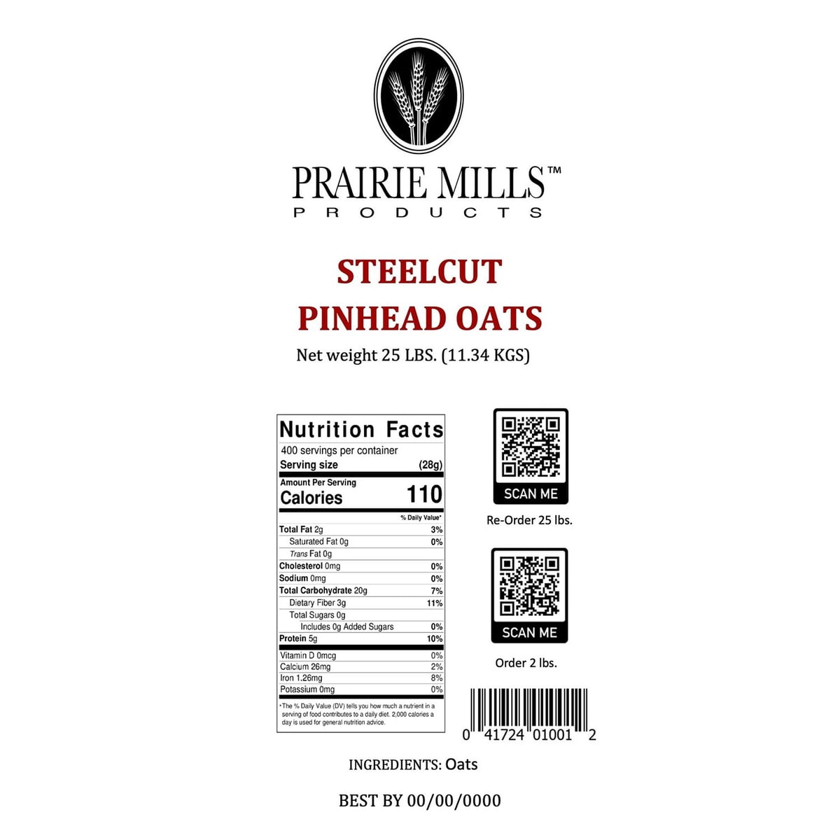 미국직구 Prairie Mills Steelcut / Prairie Mills Steelcut Pinhead Oats 25 lbs. 2