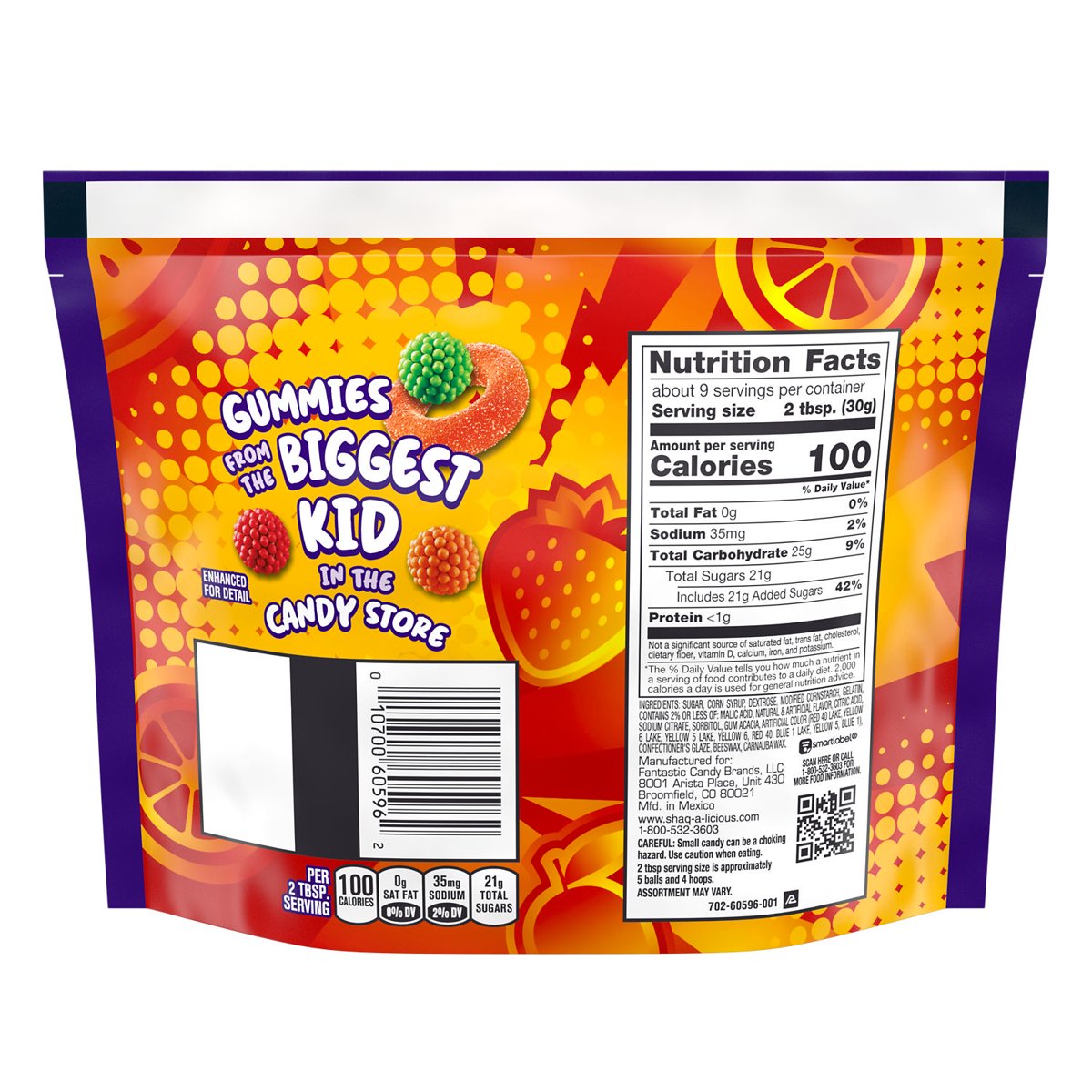 미국직구 Shaq-A-Licious Slams 젤리 278g 2팩 / Shaq-A-Licious Slams Gummies, Fruit Flavored Chewy  3