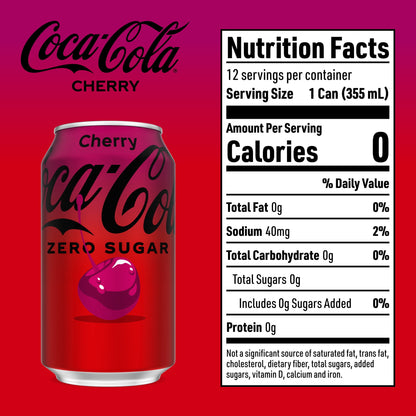 미국직구 코카콜라 Zero Sugar Cherry Soda Pop Fridge Pack Cans, 12 fl oz, 12 Pack