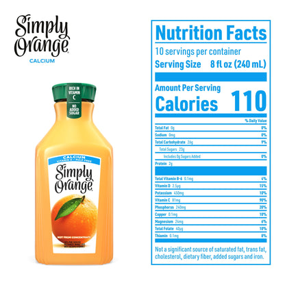 미국직구 심플리 Orange Juice with Calcium Bottle, 76 fl oz