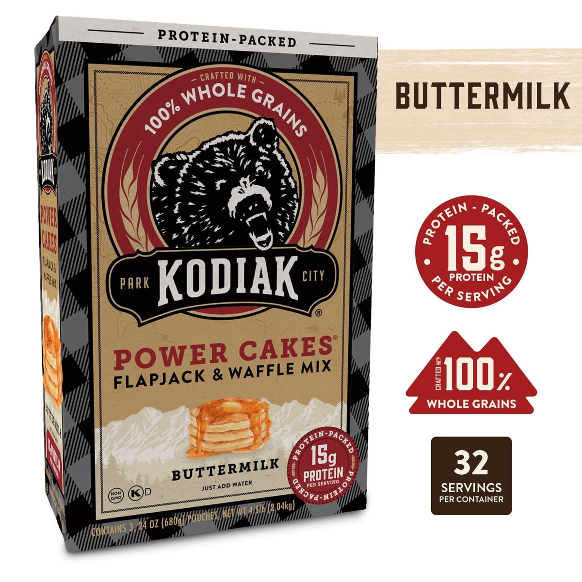 미국직구 Kodiak Cakes Power 2.0kg / Kodiak Cakes Power Cakes Flapjack and Waffle Mix, 2.0kg 3