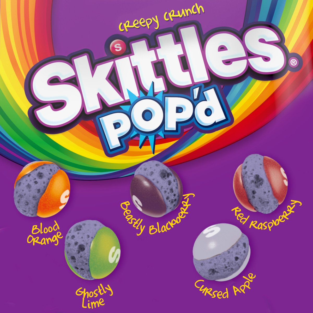 미국직구 Skittles Pop'd Creepy 캔디 156g / Skittles Pop'd Creepy Crunch Freeze Dried Halloween C 3