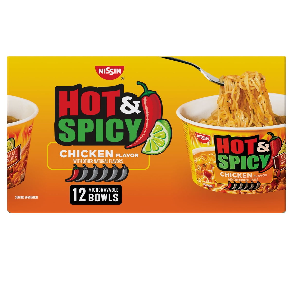 미국직구 Nissin Hot and 94g / Nissin Hot and Spicy Ramen Noodle Soup Bowl, Chicken Flavor, 94g 4