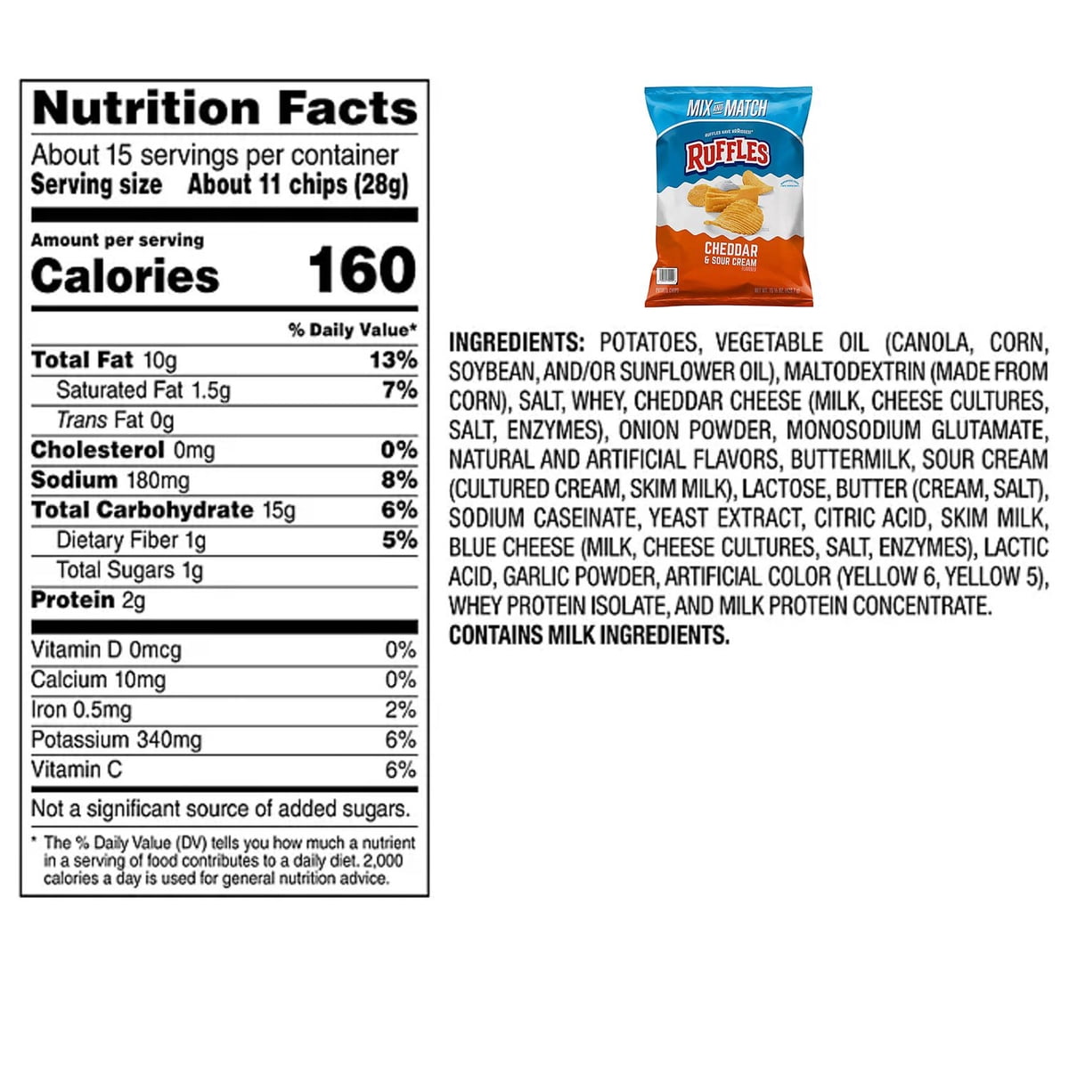 미국직구 Ruffles Cheddar & 447ml / Ruffles Cheddar & Sour Cream Potato Chips, 447ml 2