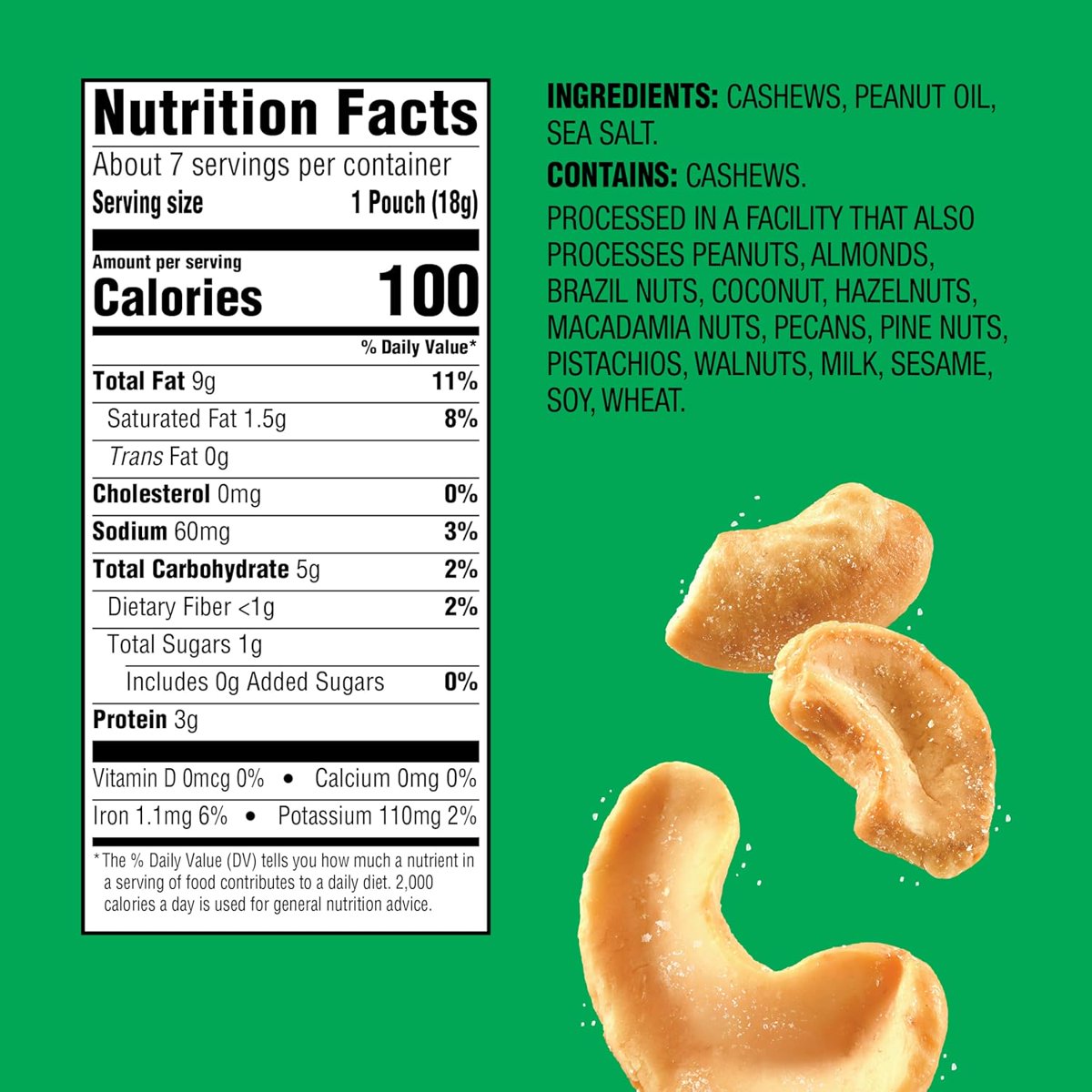 미국직구 Emerald Roasted and 견과 57g / Emerald Roasted and Salted Cashews, 1 Box with 7 Counts, 2