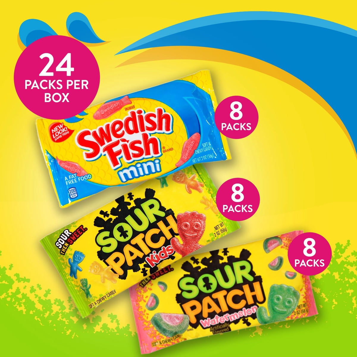 미국직구 SOUR PATCH KIDS 캔디 57g / SOUR PATCH KIDS SWEDISH FISH Variety Pack Candy 57g 24 pk 3