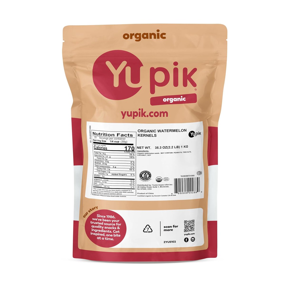 미국직구 Yupik Watermelon Kernels 57g / Yupik Watermelon Kernels, Shelled, 1 Bag, 2.2 lb, with 2