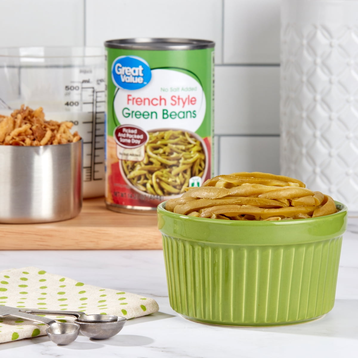 미국직구 Great Value French 404g 2팩 / Great Value French Style Green Beans, No Salt Added, Glu 2