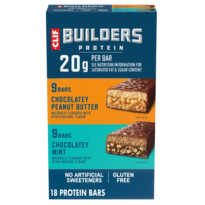 미국직구 CLIF BUILDERS Protein Bar, 20g Protein, Variety Pack, 2.4 oz, 18 ct