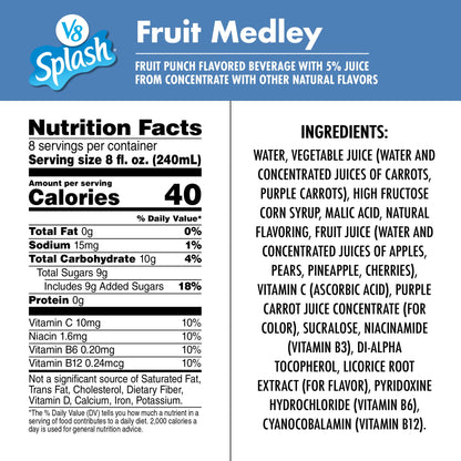 미국직구 V8 Splash Fruit Medley Flavored Beverage, 64 fl oz Bottle
