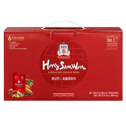 미국직구 Hong Sam Won Korean Red Ginseng Drink, 1.69 fl oz, 30 ct