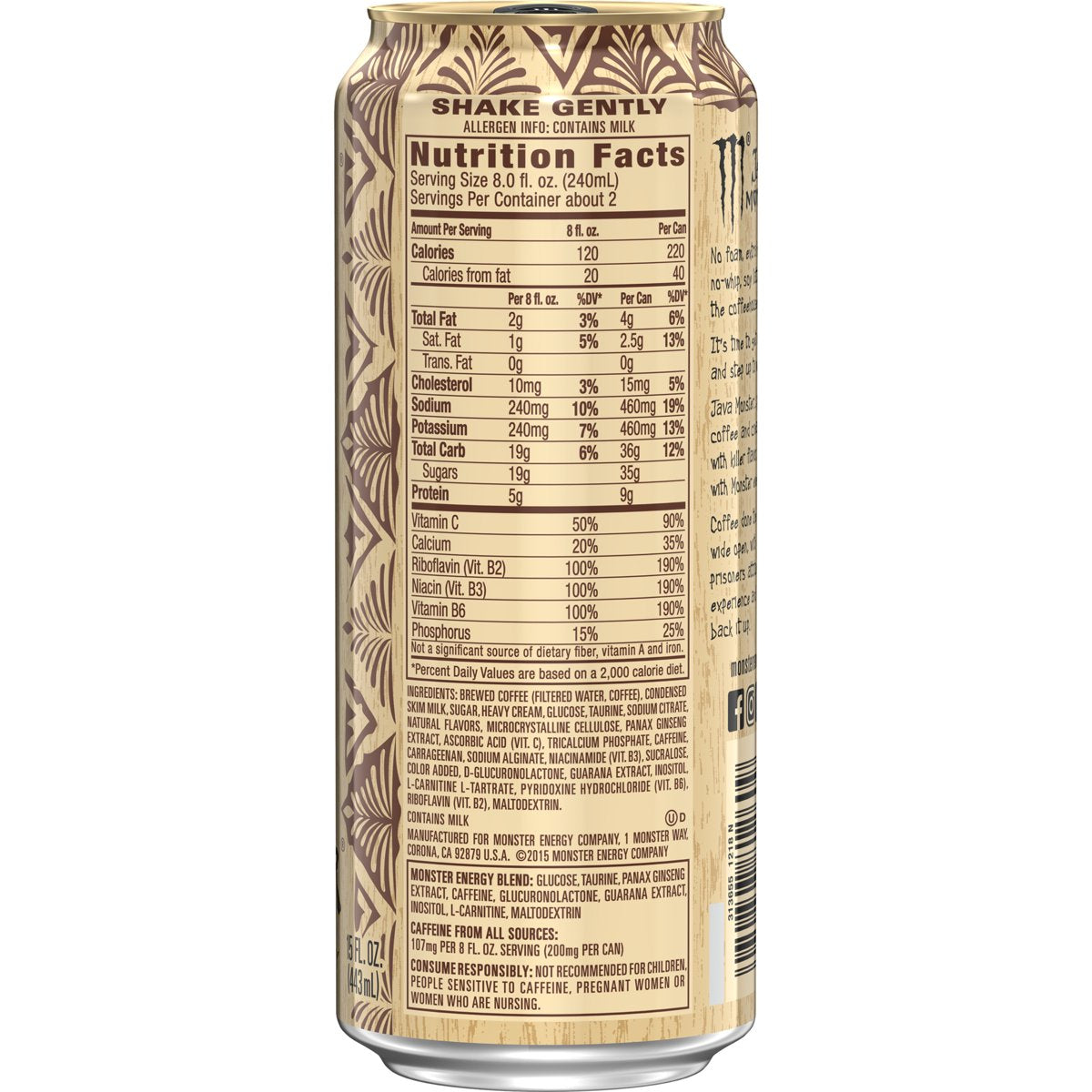 미국직구 Monster Energy Java 커피 444ml 2팩 / Monster Energy Java, Mean Bean, Energy + Coffee, En 4
