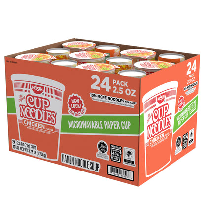 미국직구 Nissin Cup Noodles Flavored Soup, Chicken, 2.5 oz, 24 ct