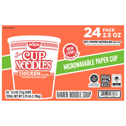 미국직구 Nissin Cup Noodles Flavored Soup, Chicken, 2.5 oz, 24 ct
