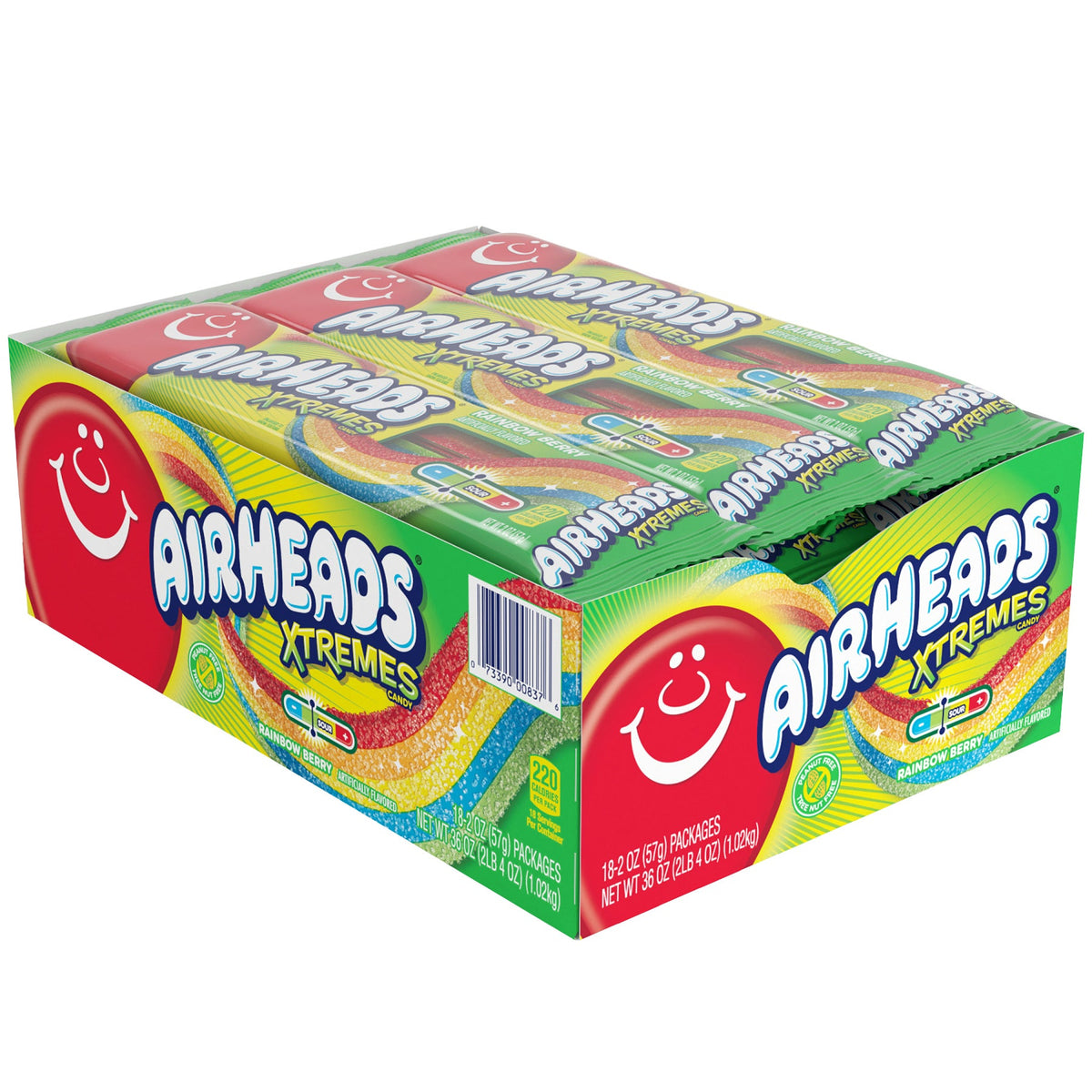 미국직구 에어헤즈 Xtremes Sweetly Sour Belts, Rainbow Berry, 2 oz, 18 ct