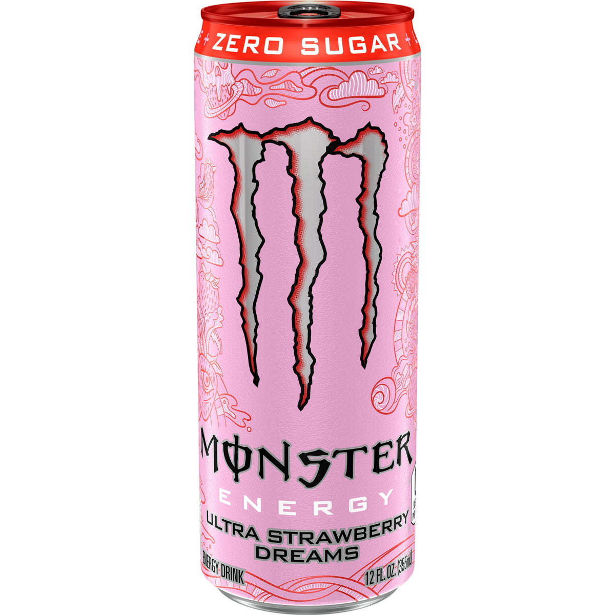 미국직구 몬스터 Energy Ultra Strawberry Dreams Sugar Free Energy Drink 4 Pack 12 fl oz Can