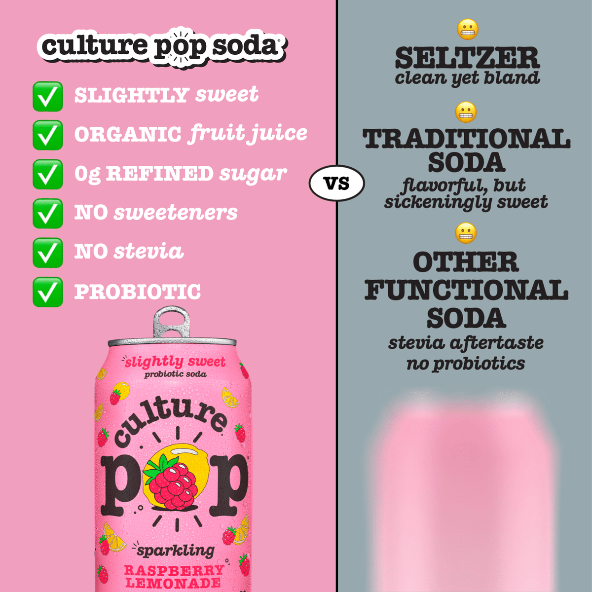 미국직구 유산균 355ml 12팩 / (12 pack) Culture Pop Soda Raspberry Lemonade, Probiotic Soda, 355ml 3