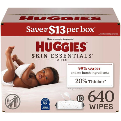 미국직구 Huggies Skin Essentials 640팩 / Huggies Skin Essentials Hypoallergenic Baby Wipes, 10 Flip-Top P 1