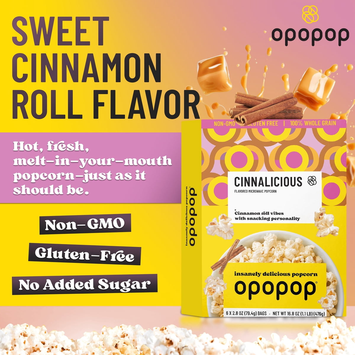 미국직구 Opopop Microwave Popcorn 79g 6팩 / Opopop Microwave Popcorn Cinnalicious Flavor 79g/6c 4