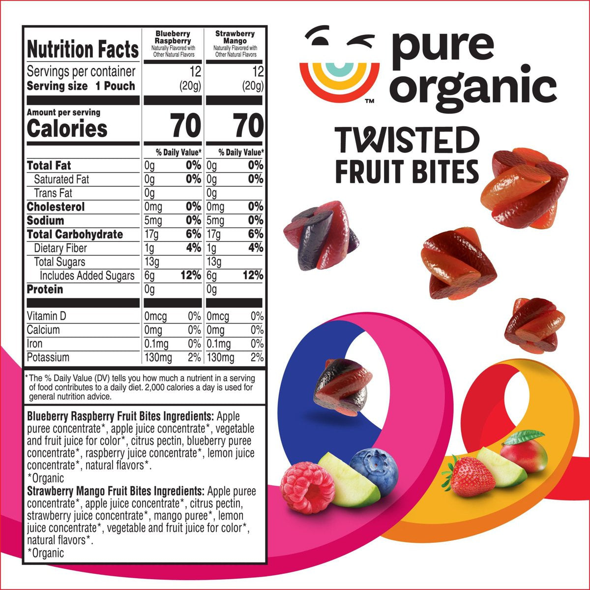 미국직구 Pure 20g / Pure Organic Twisted Fruit Bites, Snack Variety Pack, 20g, 24 pk. 2