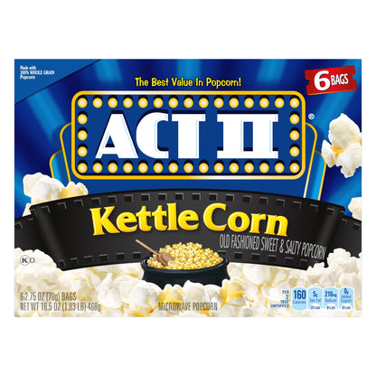미국직구 액트투 Kettle Corn Microwave Popcorn, 2.75 oz., 6-Count