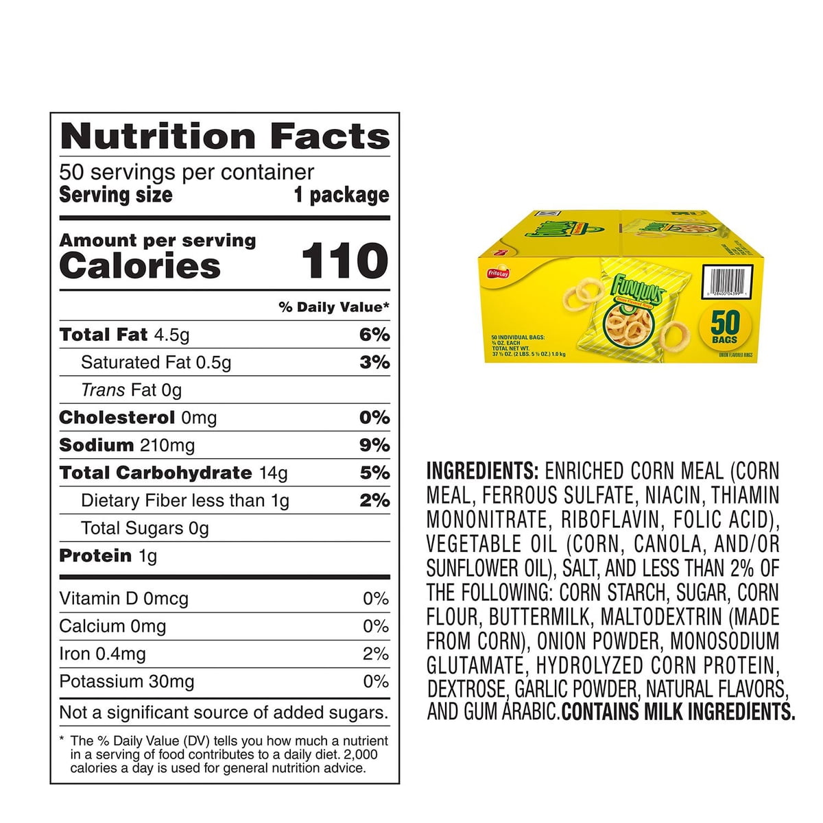 미국직구 Funyuns Onion Rings 21g 50팩 / Funyuns Onion Rings Snacks, 21g, 50 ct. 2