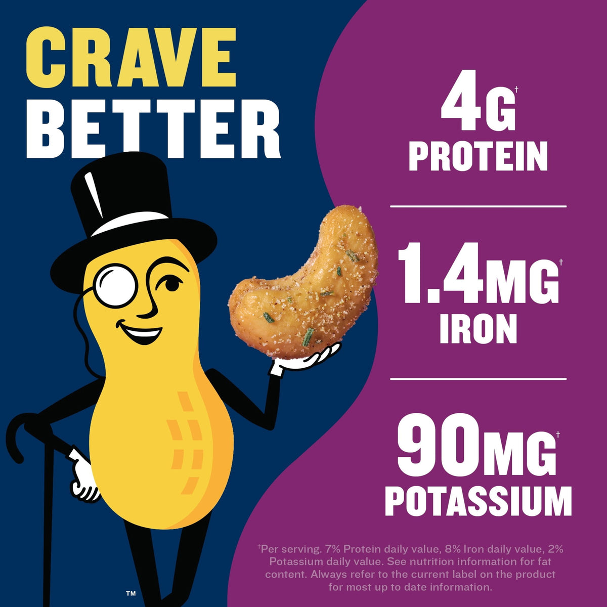 미국직구 플랜터스 Rosemary & Sea Salt Flavored Whole Cashews, Plant Based Protein Snacks for Adults, On-The-Go, Gluten Free, 5 oz Resealable Package