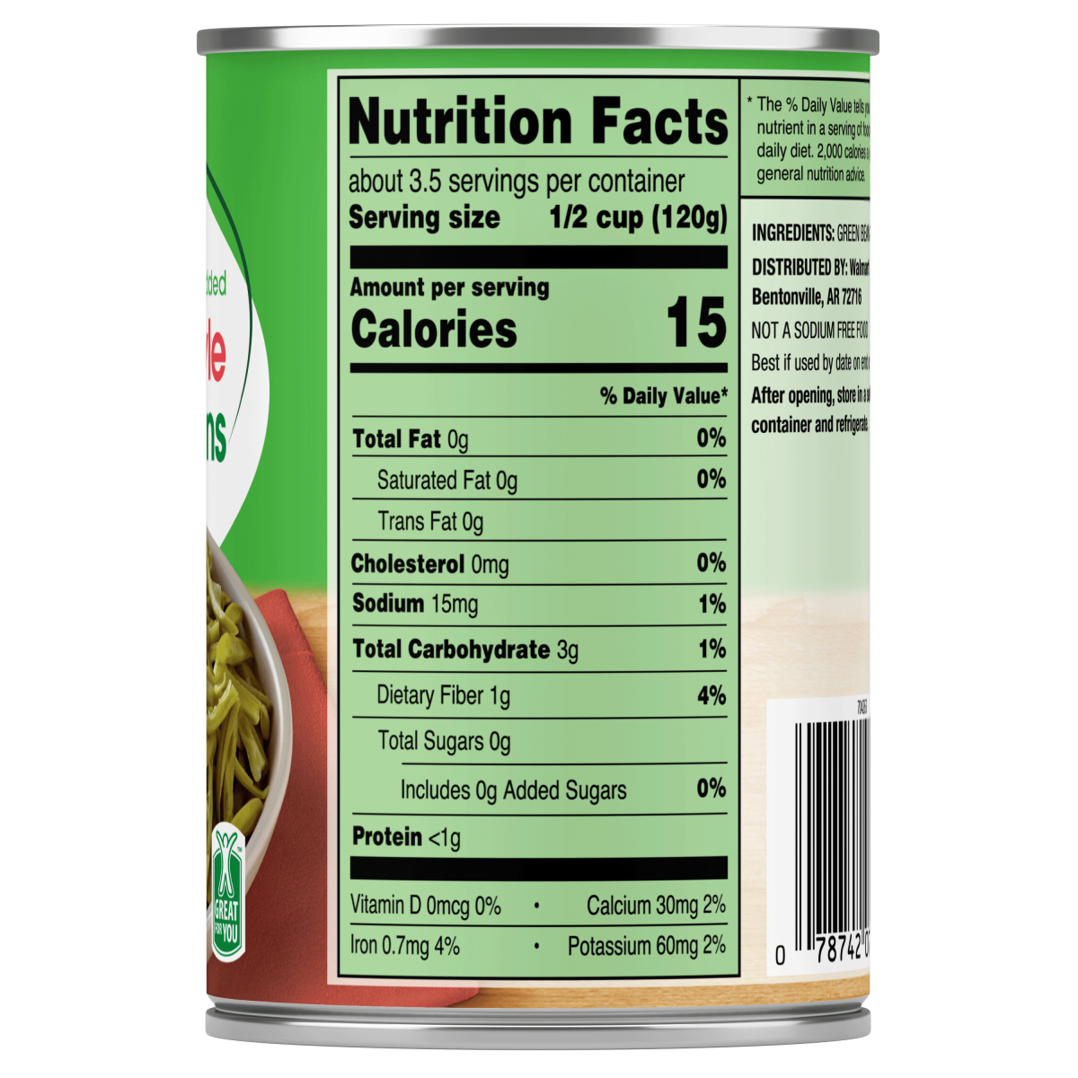 미국직구 Great Value French 404g 2팩 / Great Value French Style Green Beans, No Salt Added, Glu 3