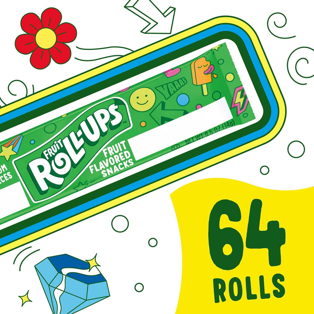 미국직구 Fruit Roll-Ups Fruit 14g / Fruit Roll-Ups Fruit Flavored Snacks Variety Pack, 14g, 64 4